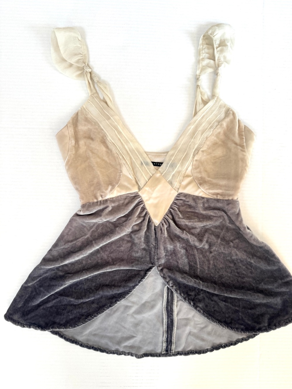 Y2K Fairycore Festival Romantic Ombre Velvet Whimsigoth Baby Doll Top sz XXS